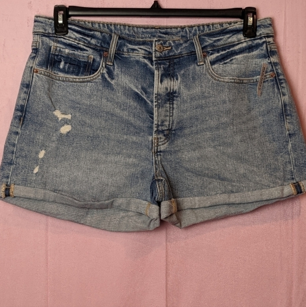 Old Navy Button Fly High Rise O.G. Straight Cuffed Jean Shorts size 16